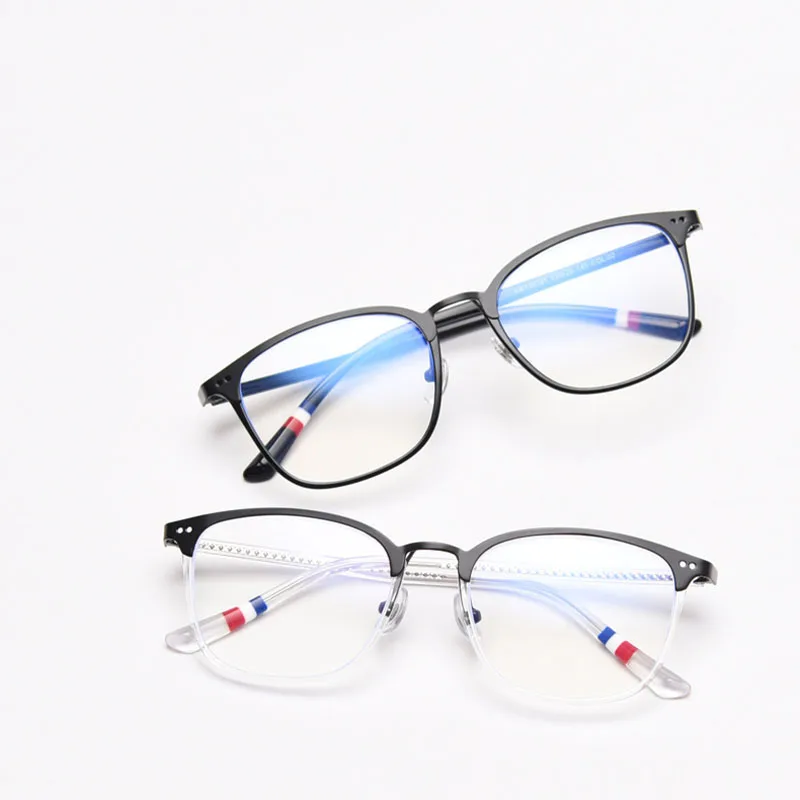 

49471 Tr90 Metal Thin Eyebrow Square Glasses Frame Men and Women Optical Fashion Computer Eyeglasses Trend Flat Mirror