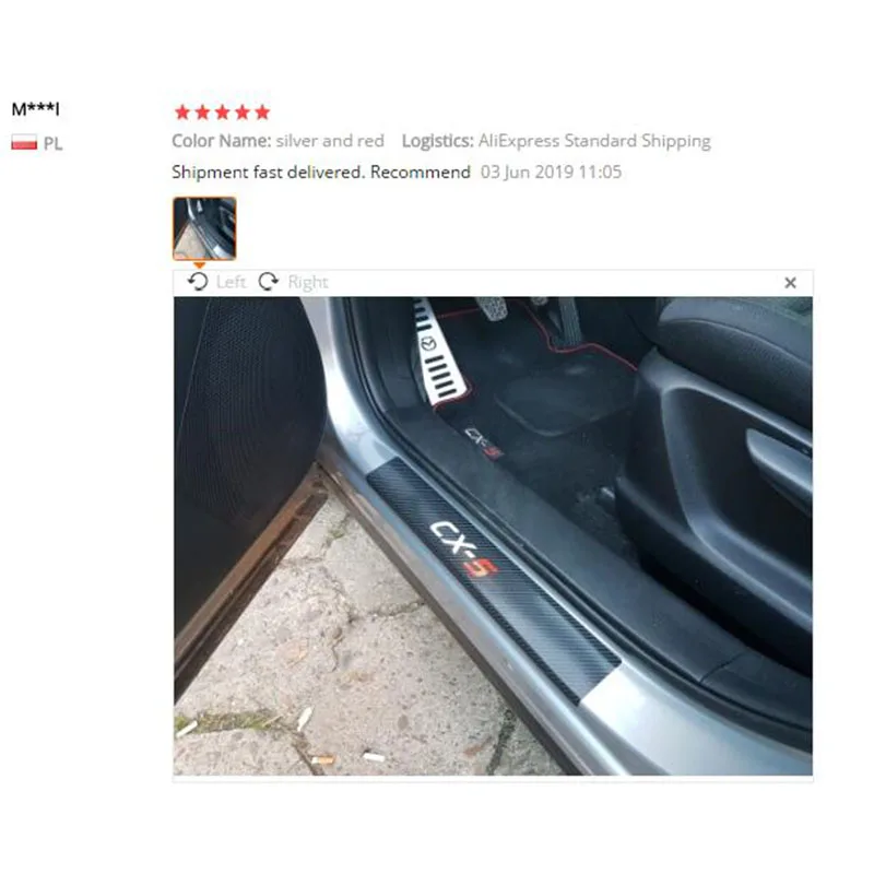 Виниловая наклейка из углеродного волокна для защиты порога автомобиля MAZDA CX 5 CX5