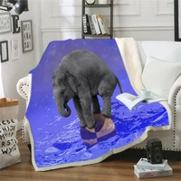winter warm more size cotton wool blanket elephant sherpa throw blanket 3d printed animal bedspread household sofa bed