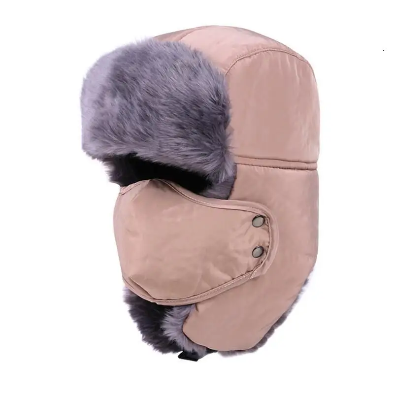 

Comfortable Winter Outdoor Warm Bomber Hats Ear Protect Scarf Men and Women Russian Trapper Hat Trooper Earflap Caps