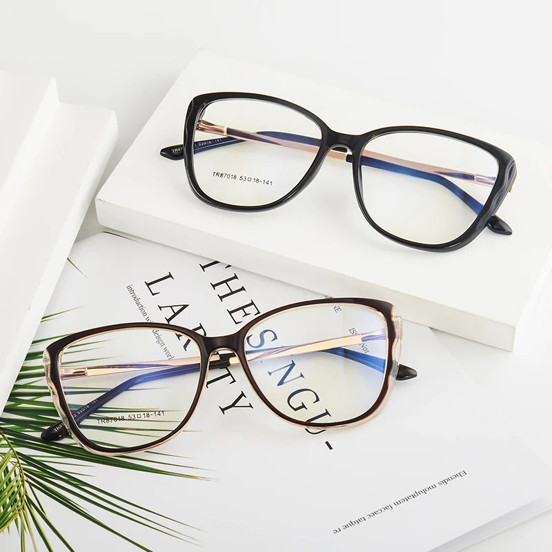 

New Personality Fashion Cat Eye Plastic Glasses Frame Anti Blue Ray Myopia Eyewear Full Rim Women Style Spectacles