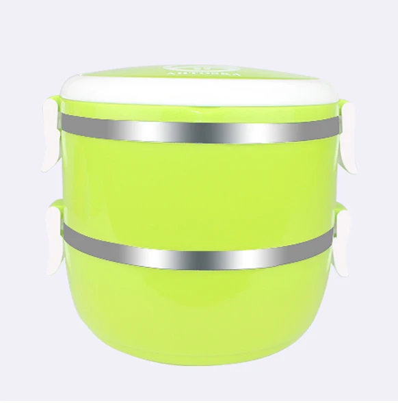 2 layer green1 TenBroman Ланч-бокс из нержавеющей стали для детей, Детский Школьный Ланч-бокс, контейнеры для еды, ланчбокс для детей, милый для детей - Цвет: 2 layer green1