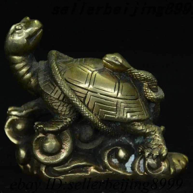 

Collect China Copper Bronze Fengshui Animal Tortoise Turtle Snake Wealth Statue Mascot Collection Ornaments Statues et Sculpture