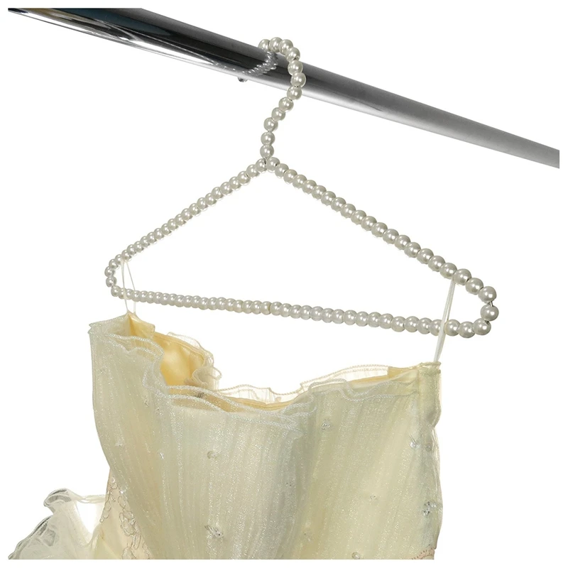 

Pack of 2 Premium Metal Elegant Clothes Hangers Covered In Pearl Beads - 15.7 Inches