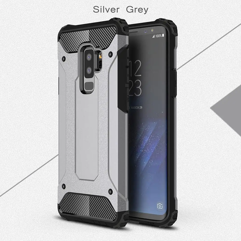 Silver Роскошный Жесткий прочный защитный чехол для телефона для samsung Galaxy S10 S9 S8 плюс S7 S6 край S5 S10e противоударный защитный чехол - Цвет: Silver