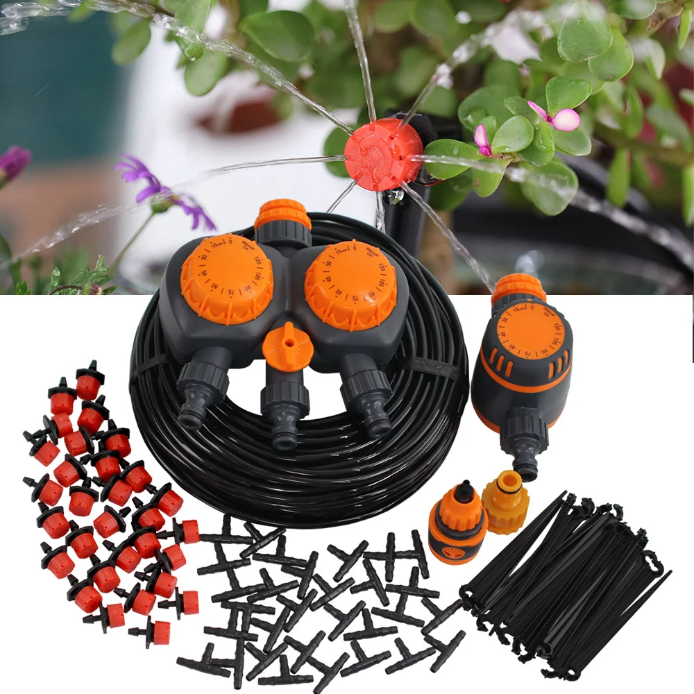 

1Kit Garden 8 Holes Dripper Automatic Micro Irrigation System New Mechanical Timer Watering Kit Greenhouse Pot Spray Adjustable
