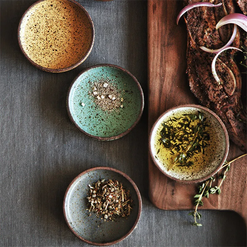 Японский Керамика круглая тарелка для соевого соуса небольшой приправа блюдо