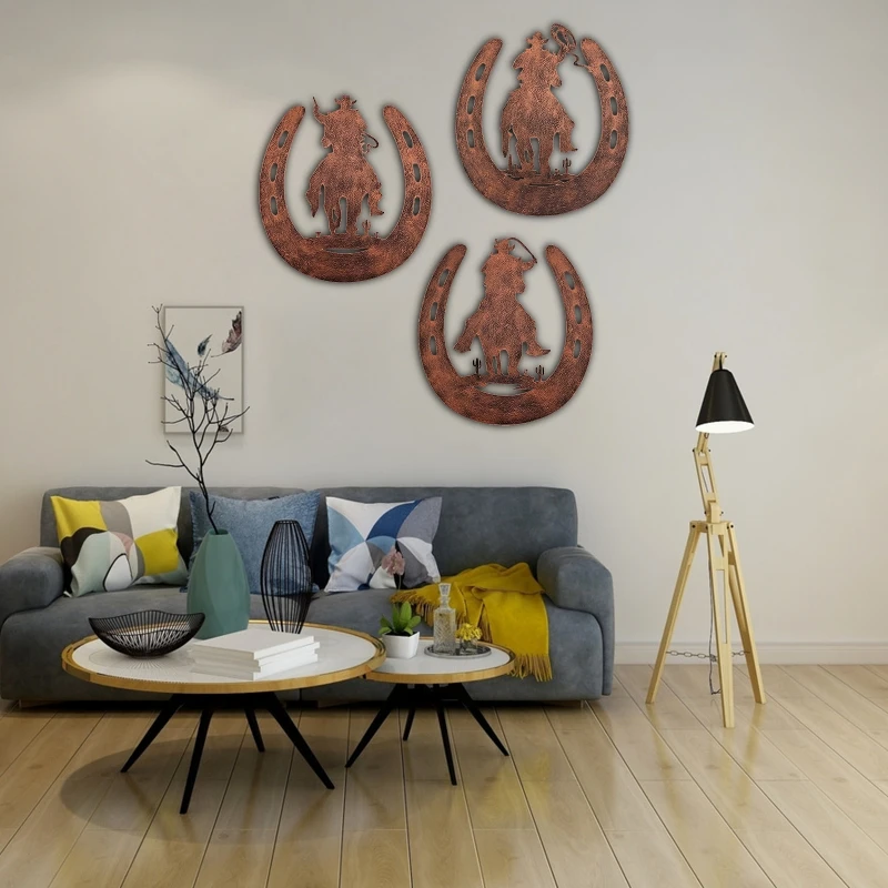 

Acrylic Horseshoe Wall Art Decor Ornaments Set of 3 Cowboy Ride Horse Hanging