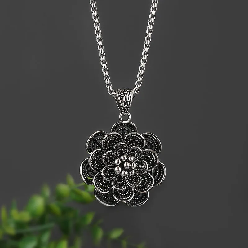Titanium Steel Pendant Necklaces For Women Men Vintage Elephant Lotus Abacus Nepal Necklace Chain Jewelry | Украшения и