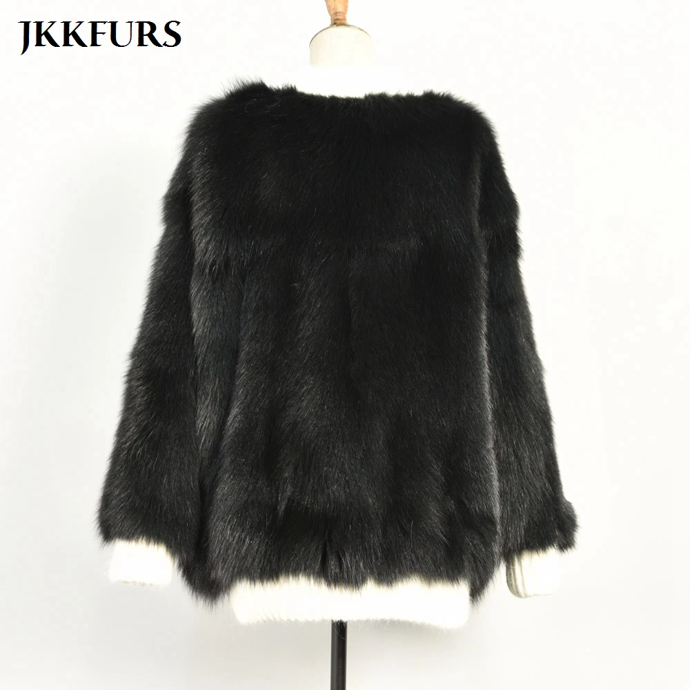 

2021 Winter Women's Sweater Real Fox Fur Coat Fashion Warm Fur Jacket Lady Natural Fluffy S7571