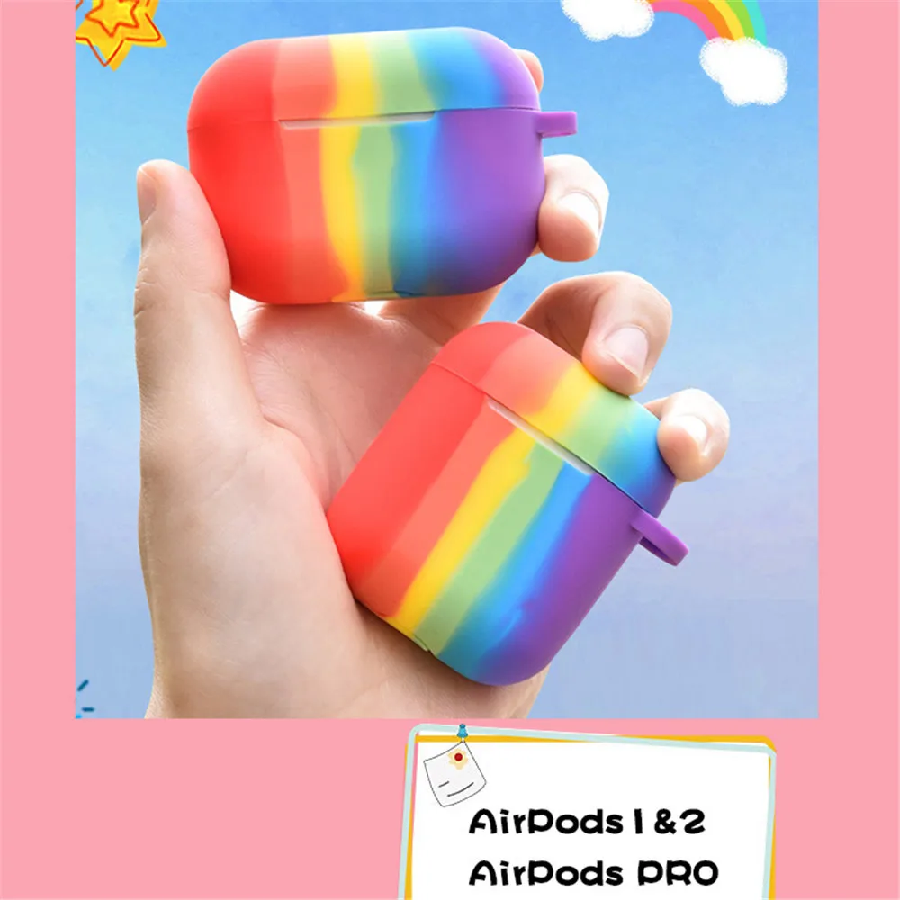 Радужный Мягкий силиконовый чехол для Airpods Pro 2 с защитным чехлом ключей Apple