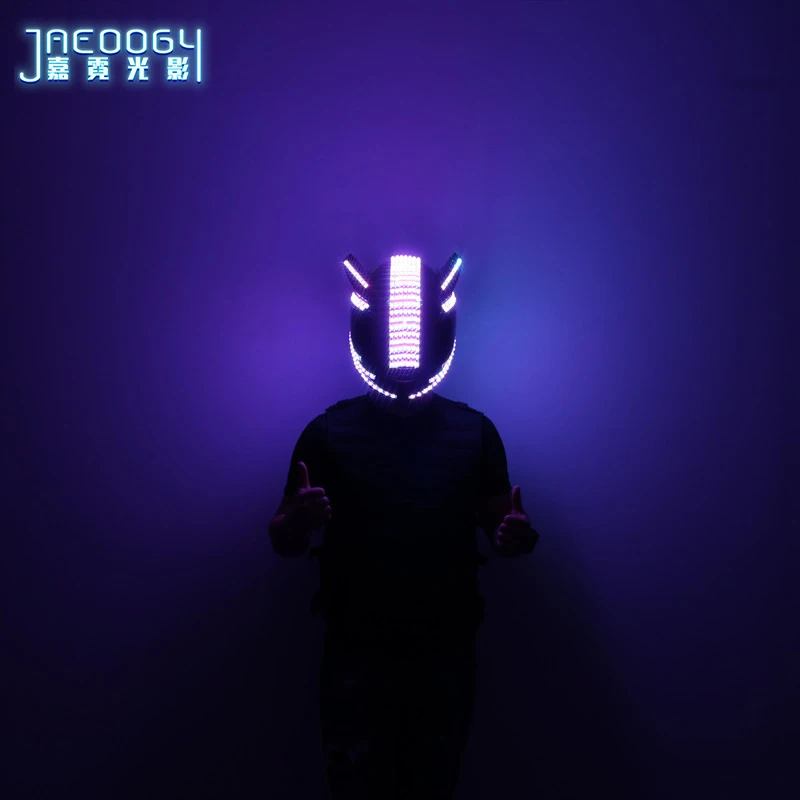 Светодиодный Светящийся Шлем для сцены ночной атмосферы маска RGB подходит