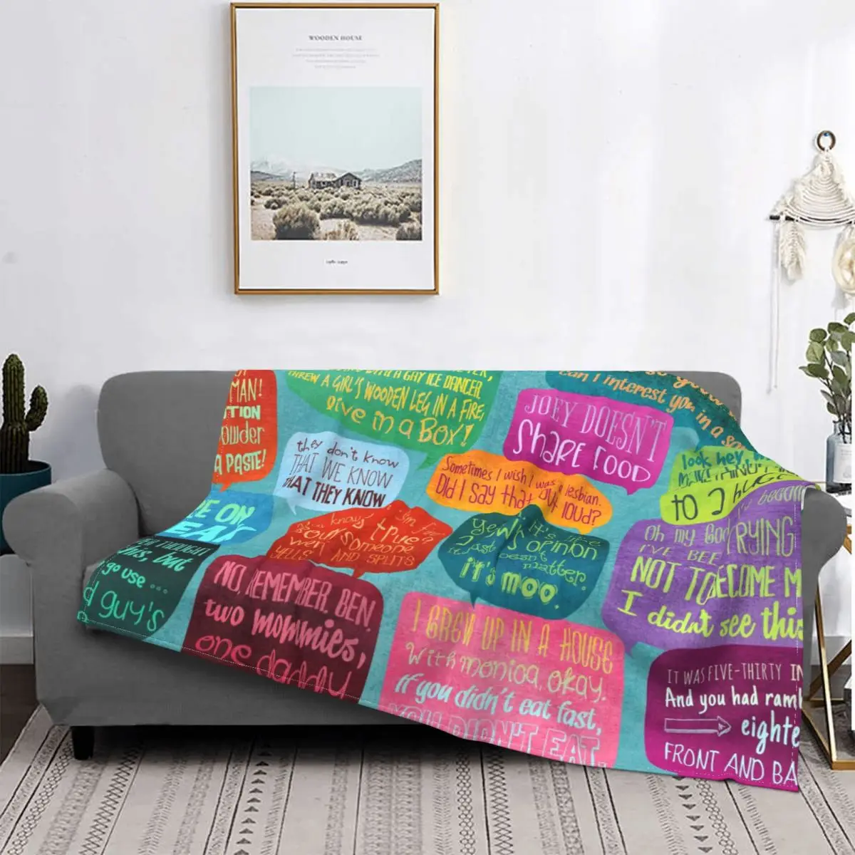 

Manta de franela con palabras de decoración, colcha portátil para el hogar, Friends, Rachel Green
