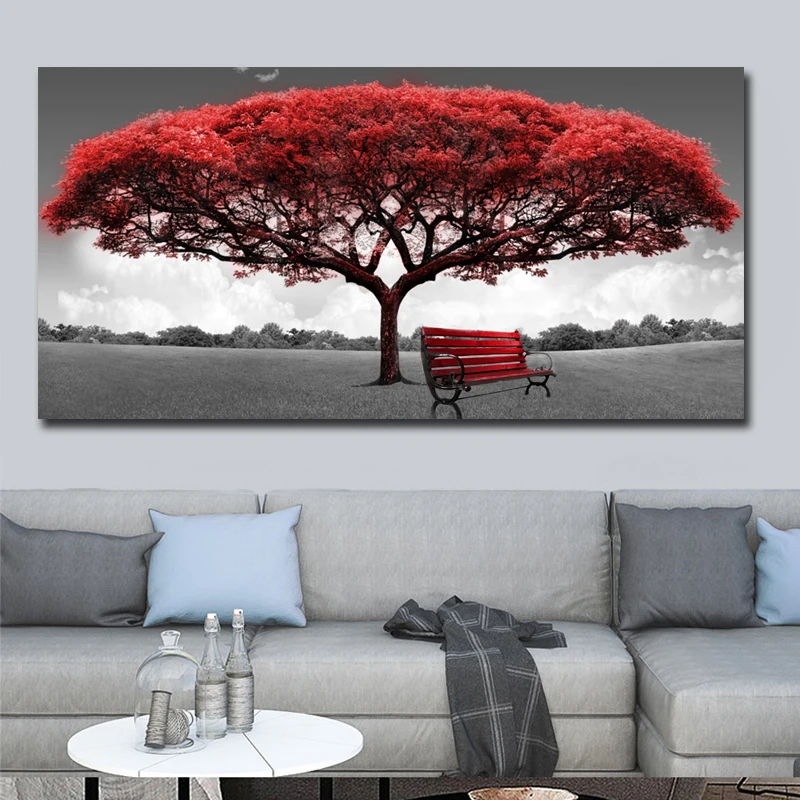 

60x120cm Modern Red Money Tree Wall Art Canvas Posters Prints unframed Wall Pictures For Office Living Room Home Decor Artwork