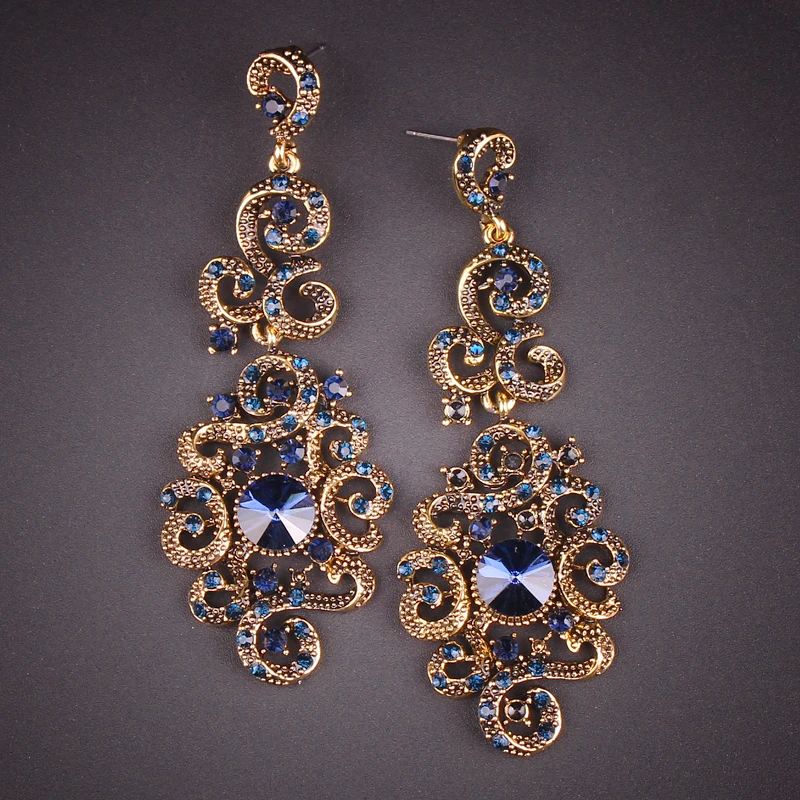 Трендовые индийские серьги для невесты длинные Винтажные с подвеской в виде