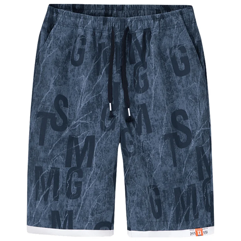 

Summer Casual Pants Ice Silk Quick-drying Loose Men Beach Shorts Sports Running Breathable Elastic Waist Letter Printing -40
