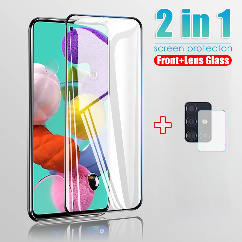2 в 1 закаленное стекло для объектива камеры Защитное Samsung Galaxy A50 A51 A71 A30 A10 A20 A40 A60 A70