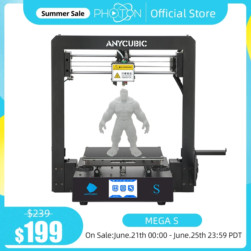 3D принтер Mega S с металлической рамой новый экструдер сенсорный экран принт из пла