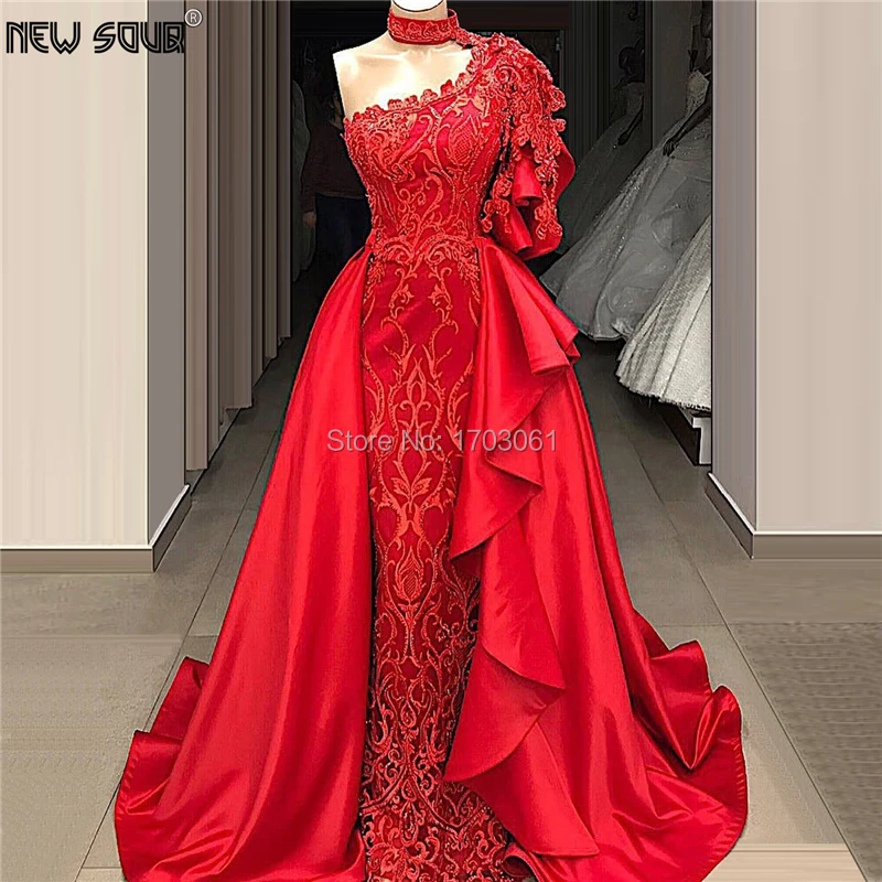 

Вечернее платье с вышивкой на одно плечо, с бисером, формальное платье для выпускного вечера, турецкое платье 2020, арабские вечерние платья и...