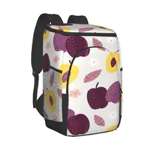 Picnic Cooler Backpack Plum Fruit Flowers Waterproof Thermo Bag Refrigerator Fresh Keeping Thermal Insulated Bag