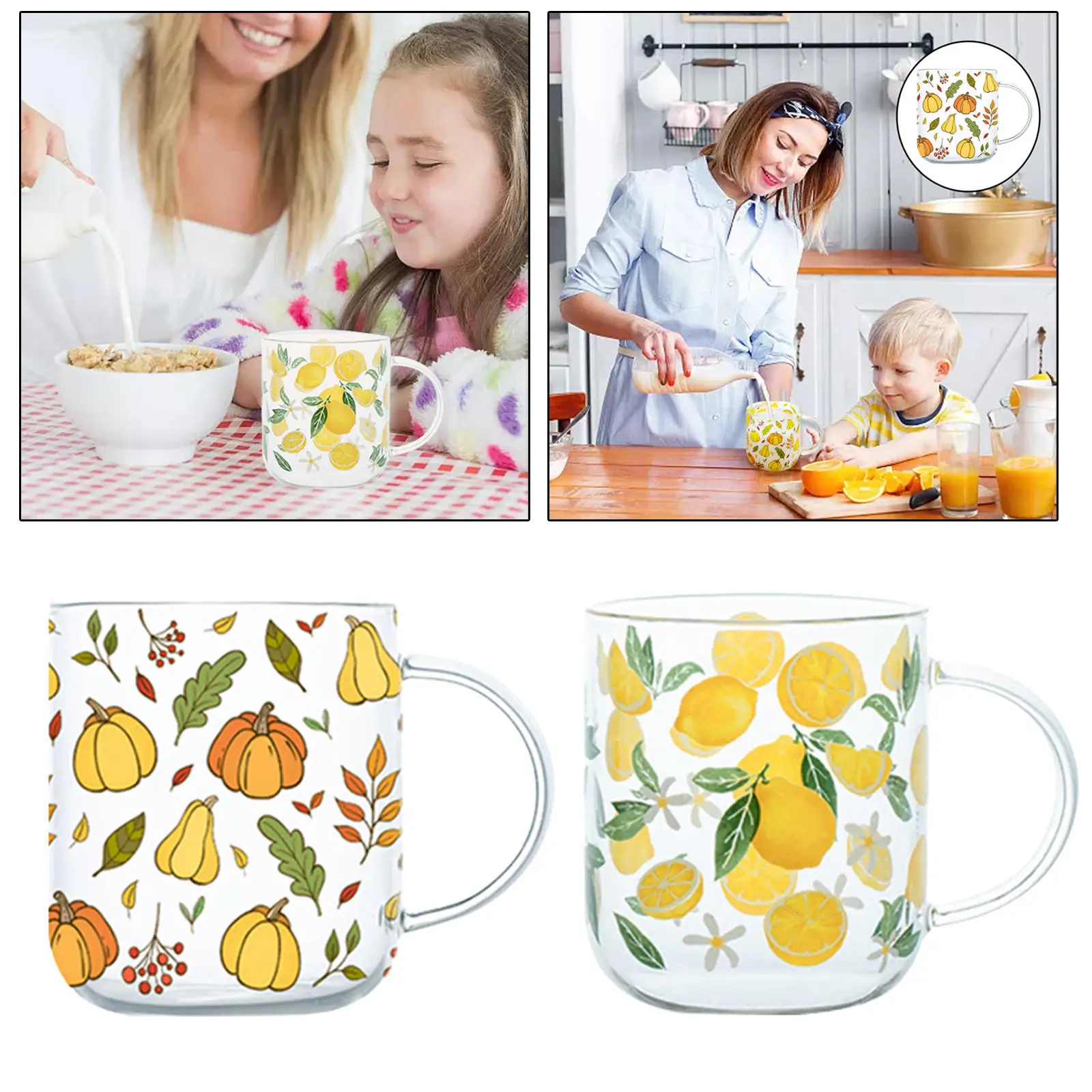 

Glass Cup Transparent Mugs Coffee Tea Milk Breakfast Mug Creative Gifts 450ml