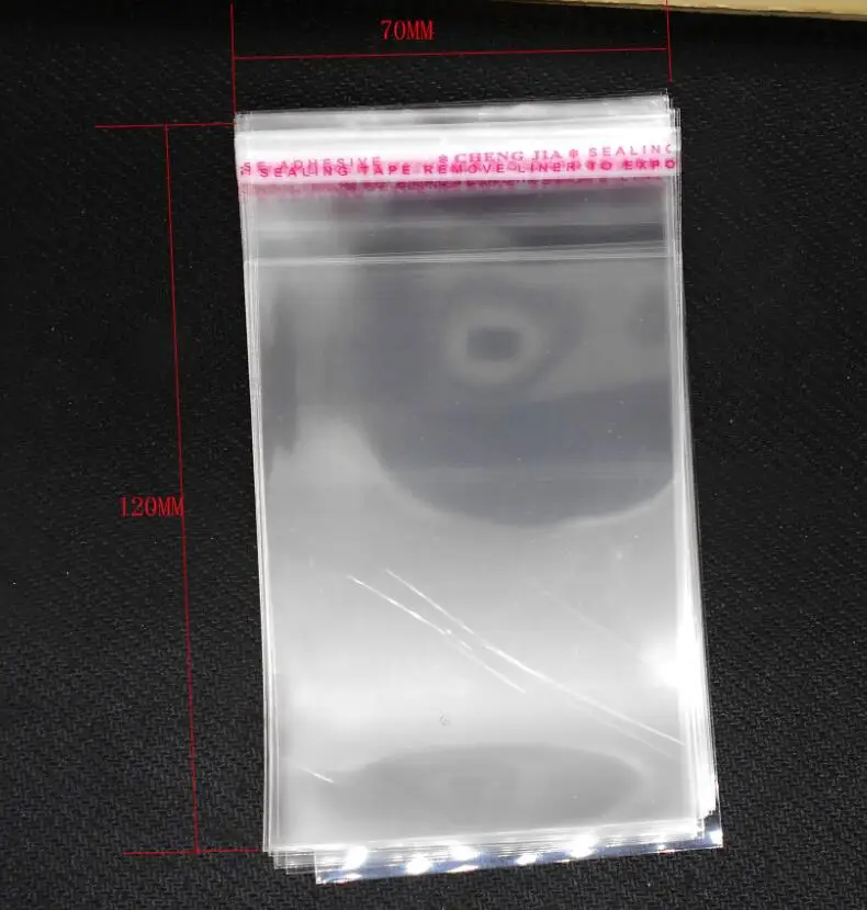 Бусины 200 шт. прозрачные самоклеящиеся пластиковые пакеты 7x12 см|plastic clear|plastic bag