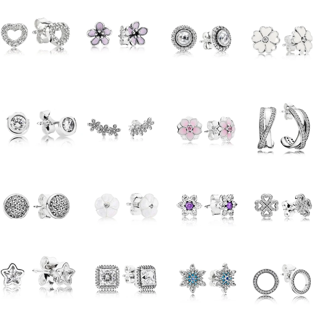 

High-quality Boutique 925 Sterling Silver Real Hoop Clover Stud Earrings New Styles Woman 2022 Trend Piercing Original Hanging