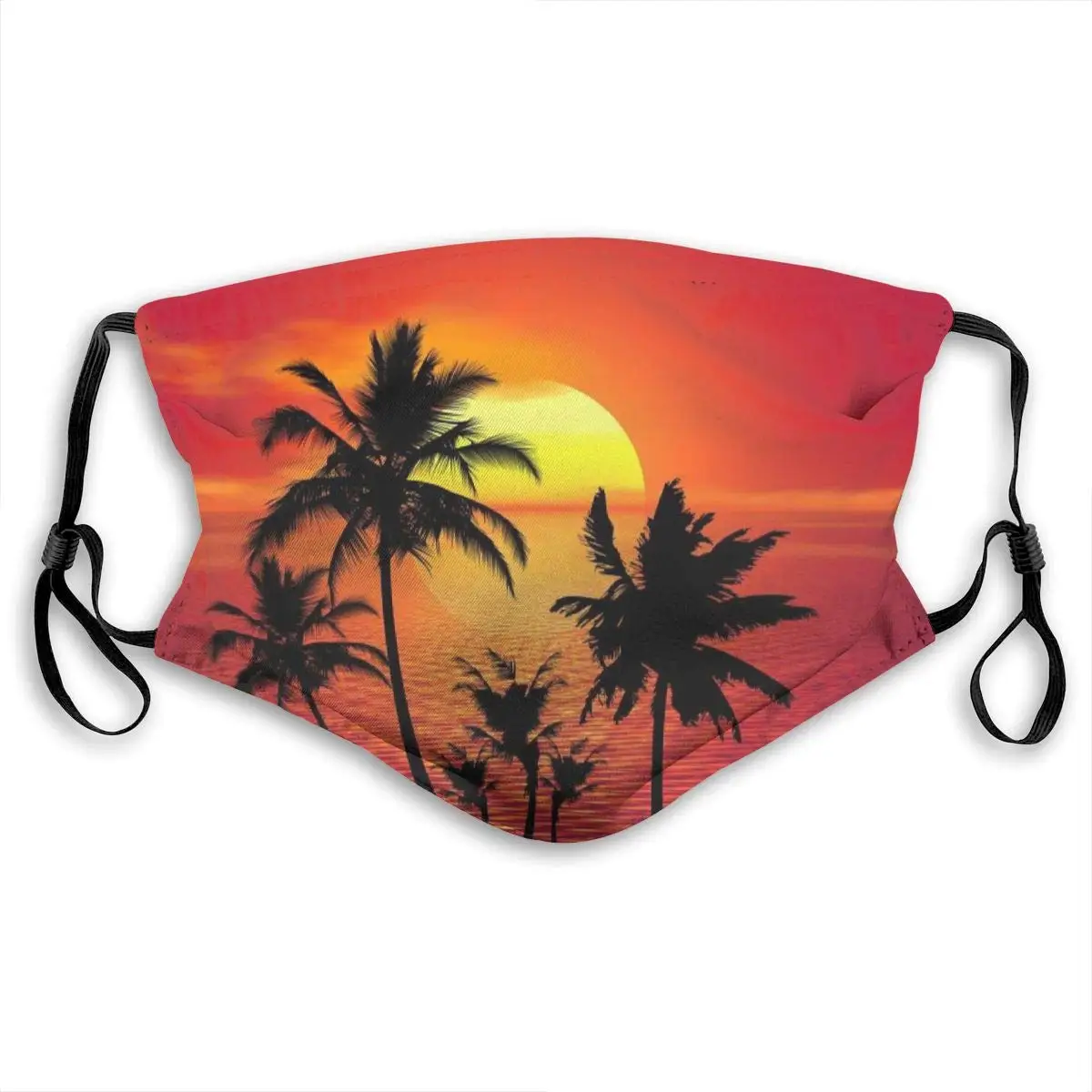 

Tropical Summer Sunset Beach Washable Reusable Mask, Anti Dust Half Face Mouth Mask For Kids Teens Men Women With Adjustable Ear