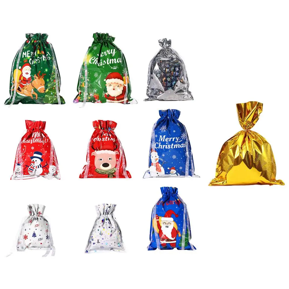 

10 pcs Christmas Santa Gift Bag Candy Bag Holiday Decorations Package
