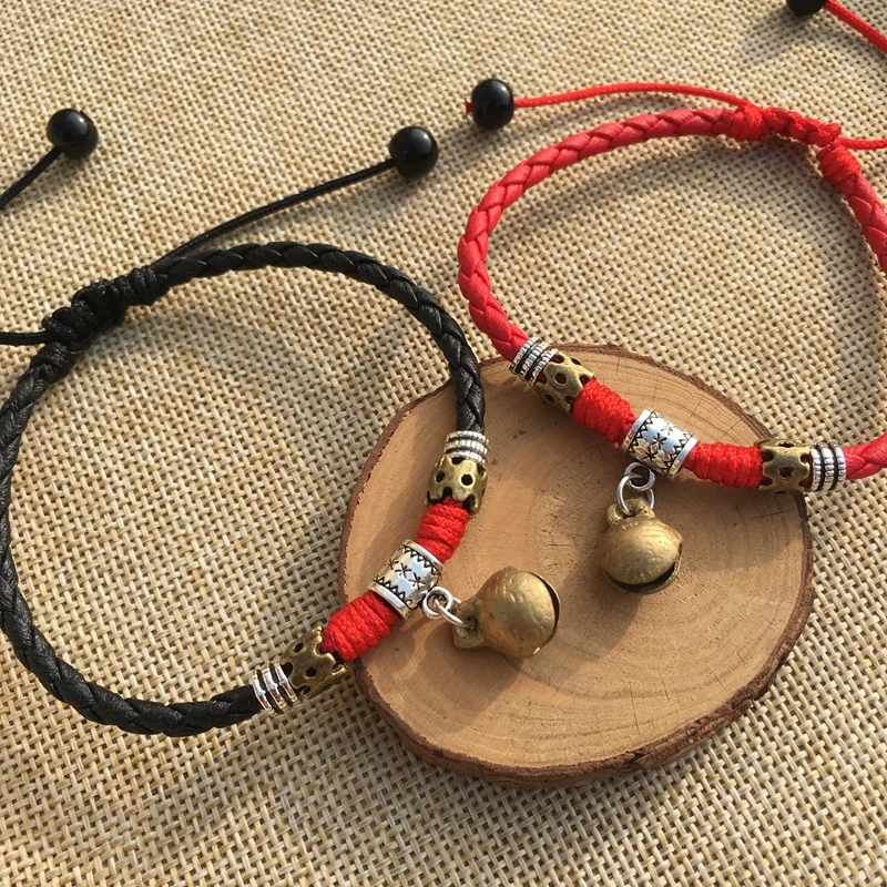 Винтажный ручной работы ножной шнур-браслет для женщин маленький колокольчик