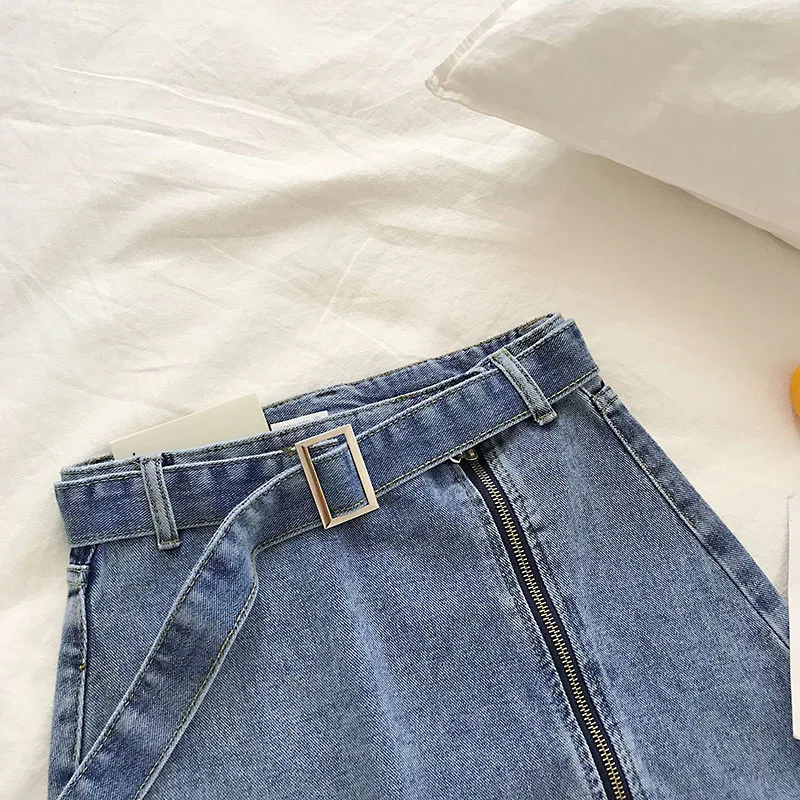 Юбка Женская Асимметричная из денима Модная элегантная повседневная