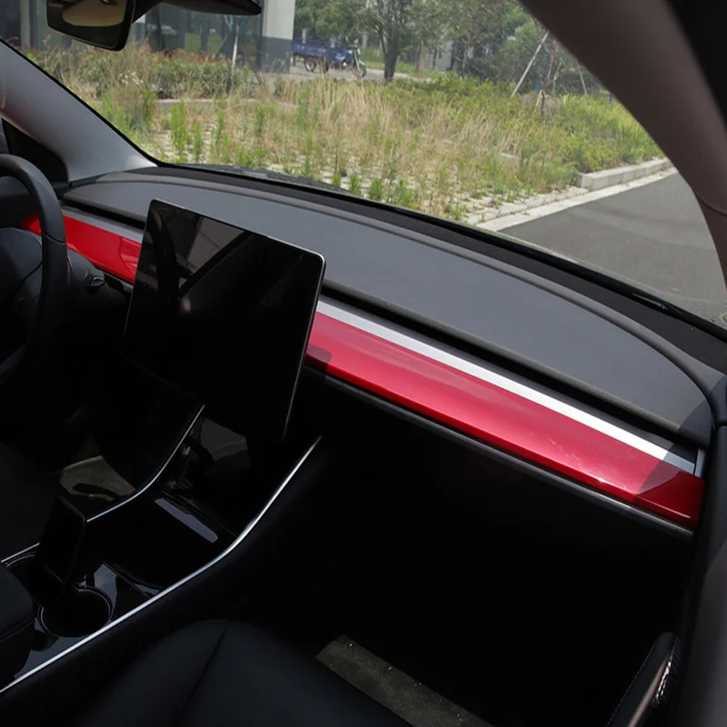 

1Pcs Car Dashboard Sticker Matte Carbon Fiber Black For Tesla Model 3 Scraper Accessories