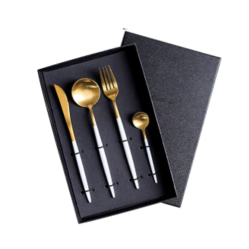 White Gold 5PCS Столовый набор, столовые приборы, ножи, вилки, ложки, посуда Wester, кухонная посуда, нержавеющая сталь, для дома, вечерние, свадебные украшения, набор посуды - Цвет: White Gold 5PCS