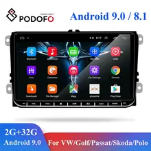 Podofo 2 Din Android 8.1 Car Multimedia Player GPS Radio For VW Volkswagen Golf Polo skoda rapid octavia Radio Tiguan Passat b7