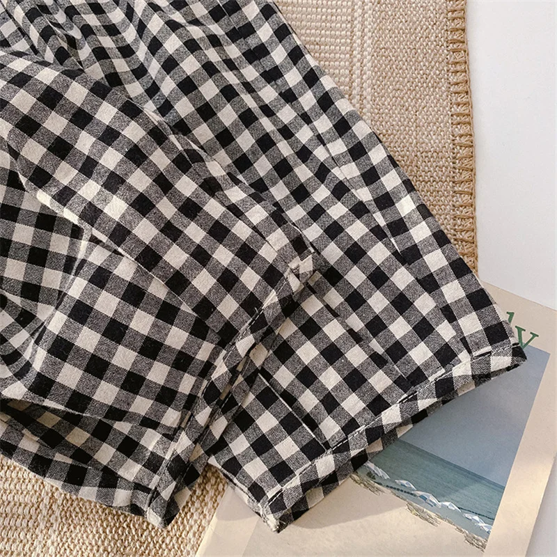 

Korean style cute unisex plaid casual pants spring autumn 2021 boys girls loose all-match trousers 1-7Y