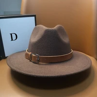 ht234 authentic men women fashion fedora hat with belt wide brim hat trilby cowboy hat adult hat