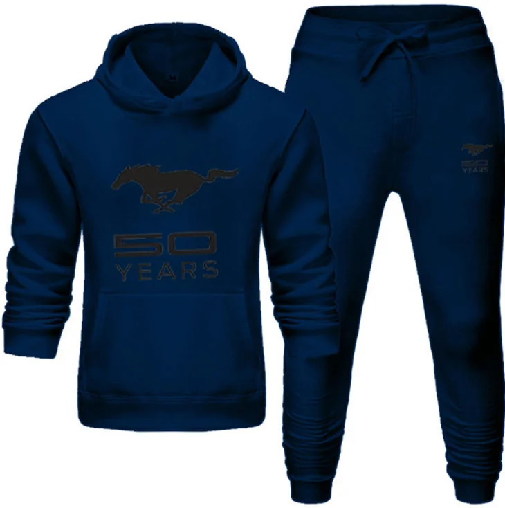 

2021 YEARS Printed Hoodies Men Casual Hoodies Pants 2Pcs Sporting suit Fleece Warm Thick sportwear