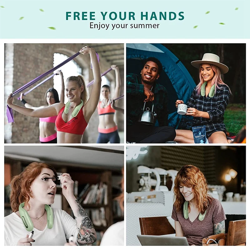 

Neck Fan Hands Free Leafless Neckband Fan USB Rechargeable Battery Hanging Personal Fan for Outdoor Travel White