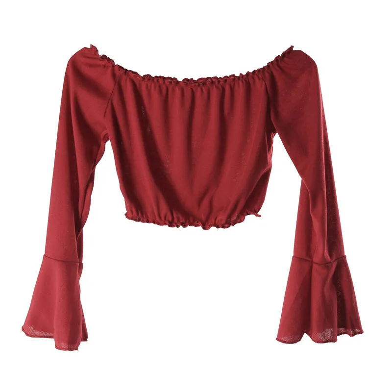 2019 модная популярная женская Повседневная Блузка с открытыми плечами Женская