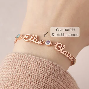 HUHUI Custom Name Bracelet With Birthstone Personalized Muli-Names Pendant Stainless Steel Jewelry F in Pakistan