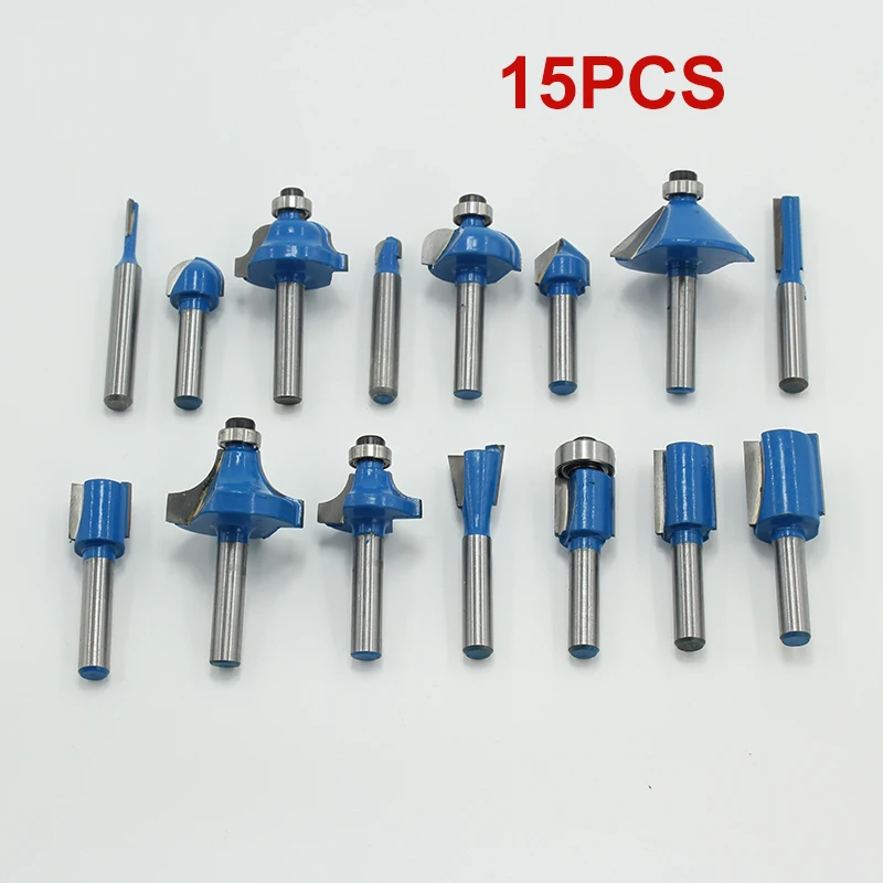 

15PCS 1/4 Inch Shank Woodwork Cutter Router Bits Chamfer Engraving Machine