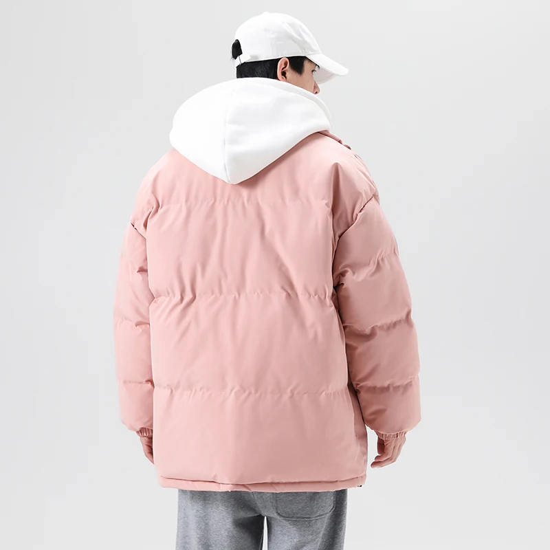 2022 Winter Jacket Men Casual Loose Thicken Fleece Warm Mens Parkas Solid Stand Collar Men Winter jacket