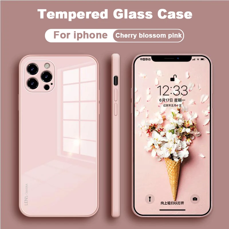 

Tempered Glass Phone Case for IPhone 13 11 12 Pro Max XS XR X 7 8 Plus SE 2020 Protection Luxury Square Cover Shockproof Cases