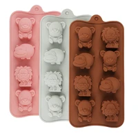 silicone chocolate molds 8 cavity lovely lion cubs hippo wedding candy baking molds cupcake decorations cake mold cute mold