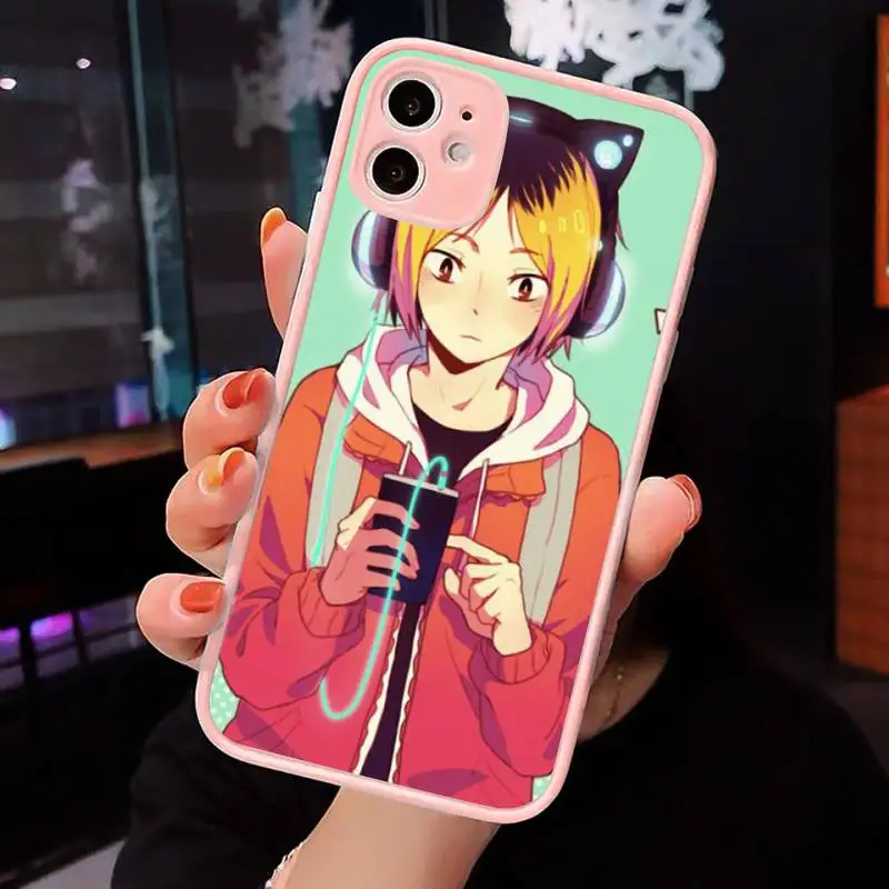

Anime Kenma Kozume Of Haikyuu Phone Case For iPhone 12 11 Mini Pro XR XS Max 7 8 Plus X Matte transparent Pink Back Cover