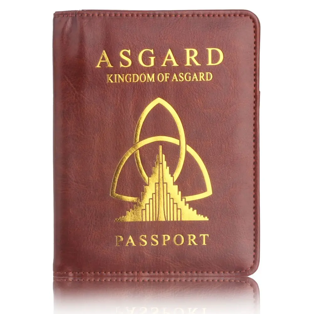 Brown TRASSORY RFID Блокировка ASGARD чехол держатель для паспорта Марвел Мстители Кожаная Обложка для паспорта для мужчин и женщин - Цвет: Brown