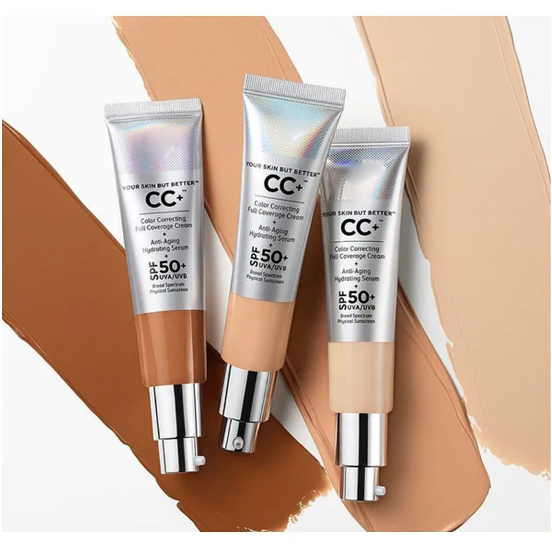 12pcs/lot CC+ Cream SPF50 Full Cover Medium Light Base Liquid Foundation Makeup Whitening Your Skin But Better
