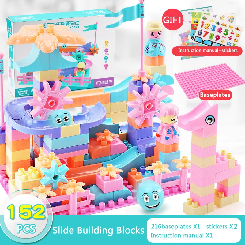 76 152 шт. Большой размер DIY мраморные беговые лабиринты шарики строительные блоки