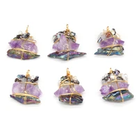 natural amethysts pendant charms irregural shape natural stone pendant for making diy jewelry necklace gift 50x55mm