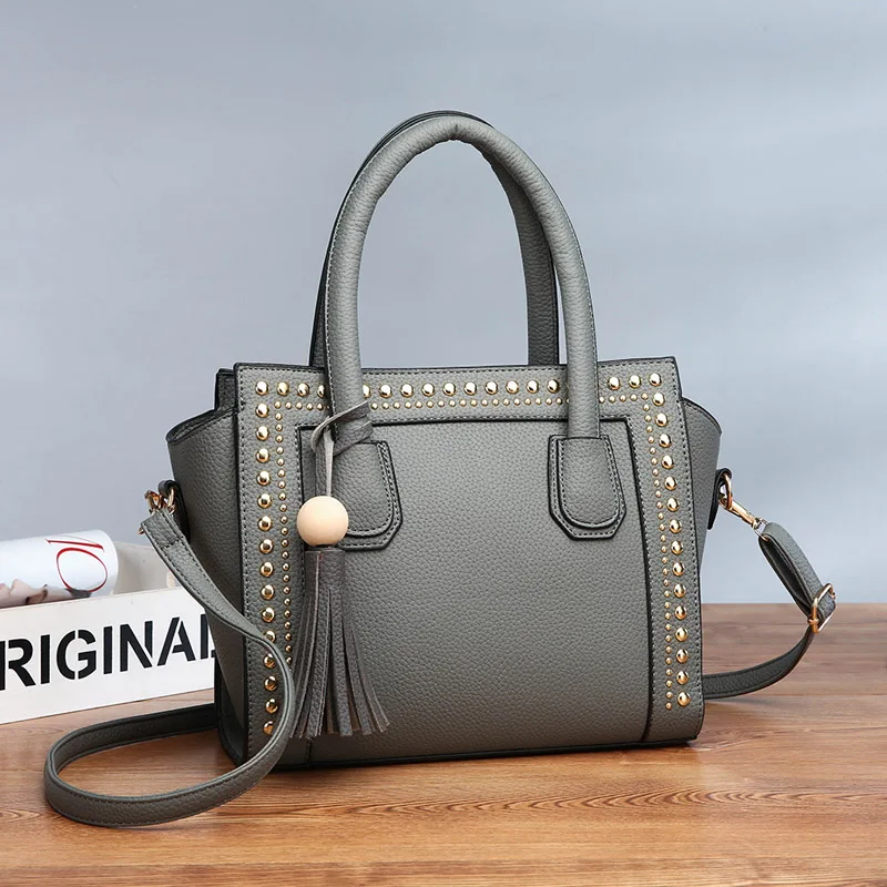 Сумка в богемном стиле 2019 сумка из искусственной кожи с бахромой и заклепками